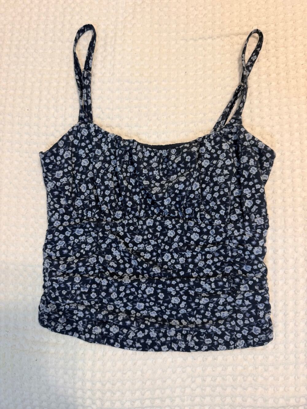Hollister floral ruched spaghetti strap cami top - XS